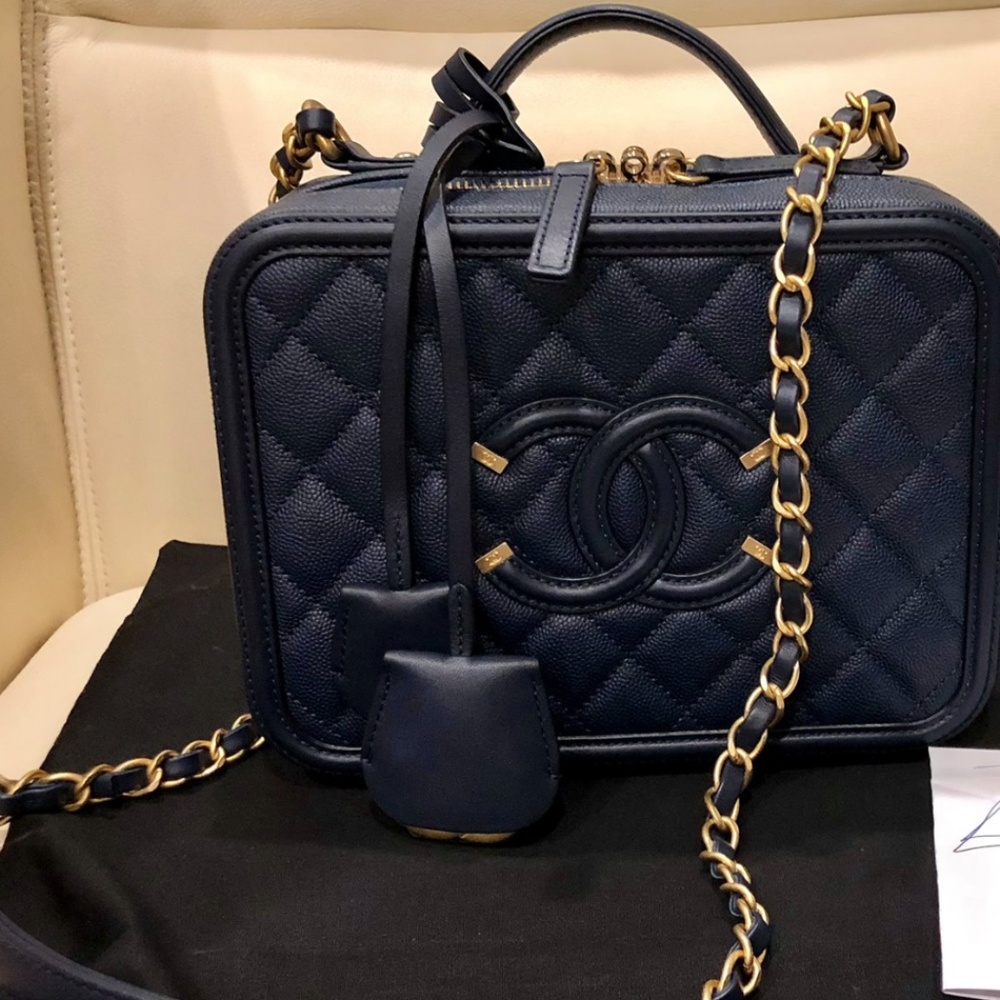 Chanel Navy Blue Vanity Case